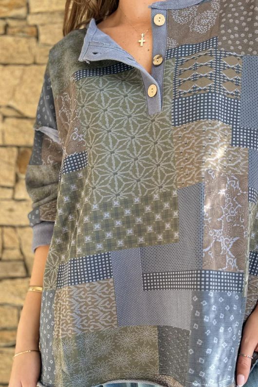 Hippie Shake Patchwork Sweatshirt Denim ~ 